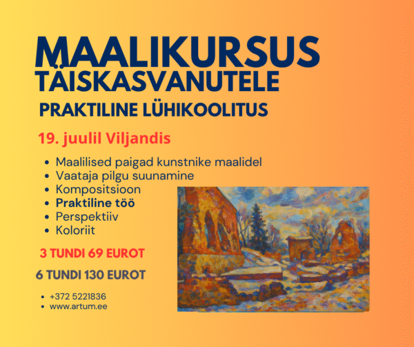 Maalikursus täiskasvanutele 19. juulil Viljandis